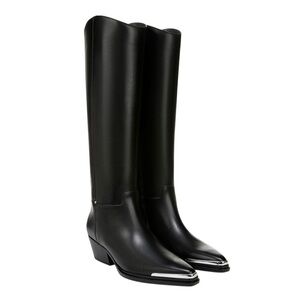 Franco Sarto L-Billie Black Leather Tall Boots 8M NIB